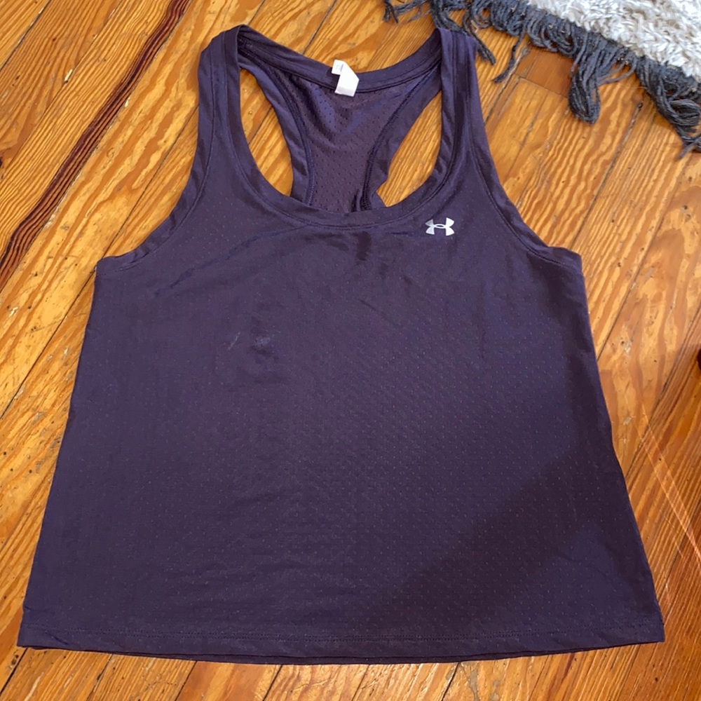 Purple under armour workout top.